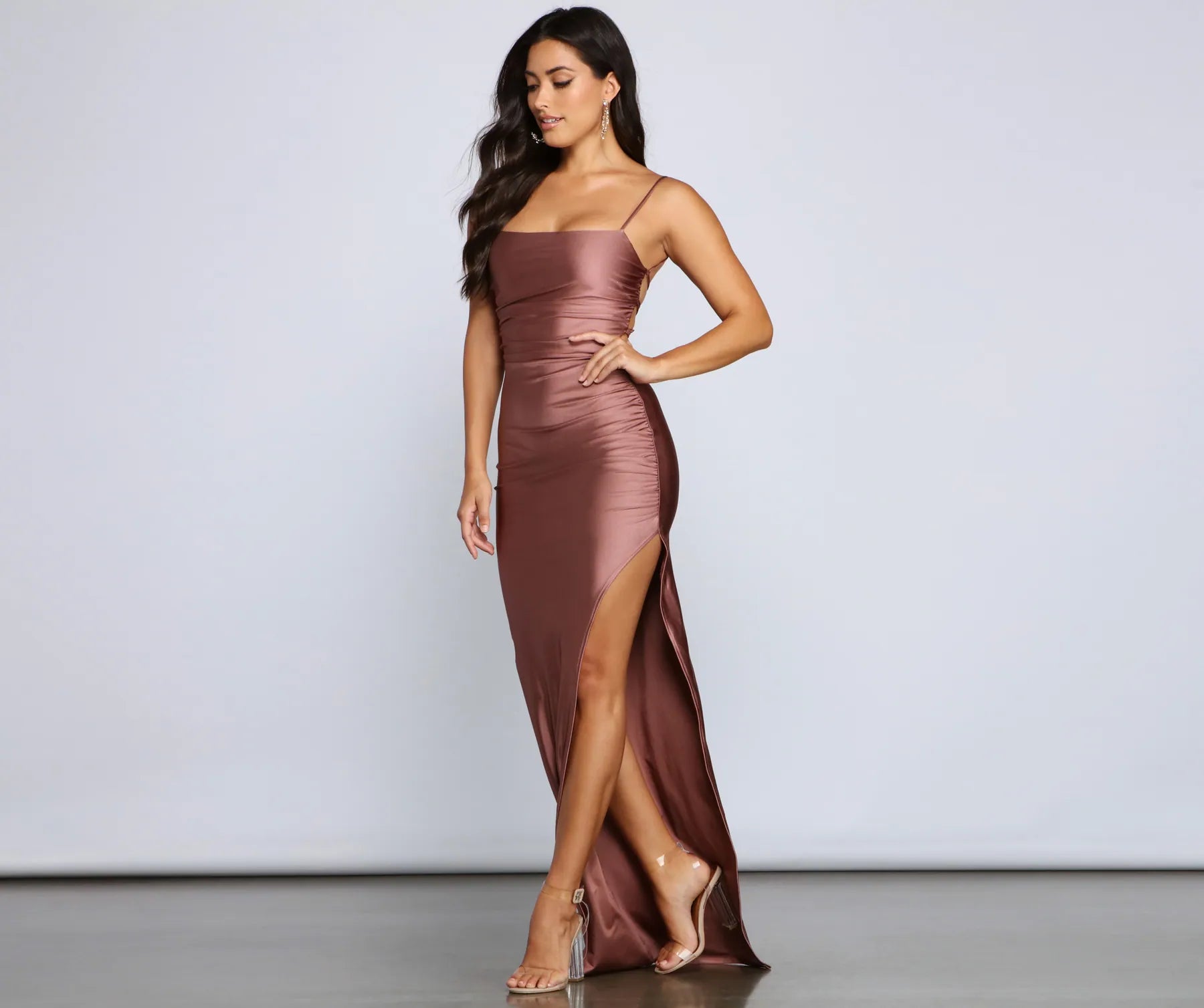 Long - Sleeve Women Dress in Velvet for a Luxurious Winter LookElla Strappy Back High-Slit Dress Long - Sleeve Women Dress in Velvet for a Luxurious Winter LookElla Strappy Back High-Slit Dress