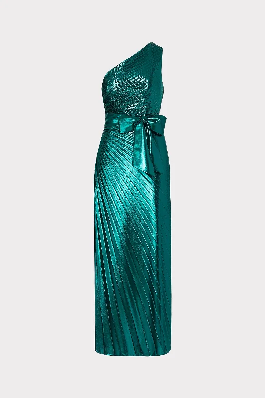 Off - the - Shoulder Women Dress for a Romantic and Feminine LookEstelle Pleated Lamé Dress Off - the - Shoulder Women Dress for a Romantic and Feminine LookEstelle Pleated Lamé Dress