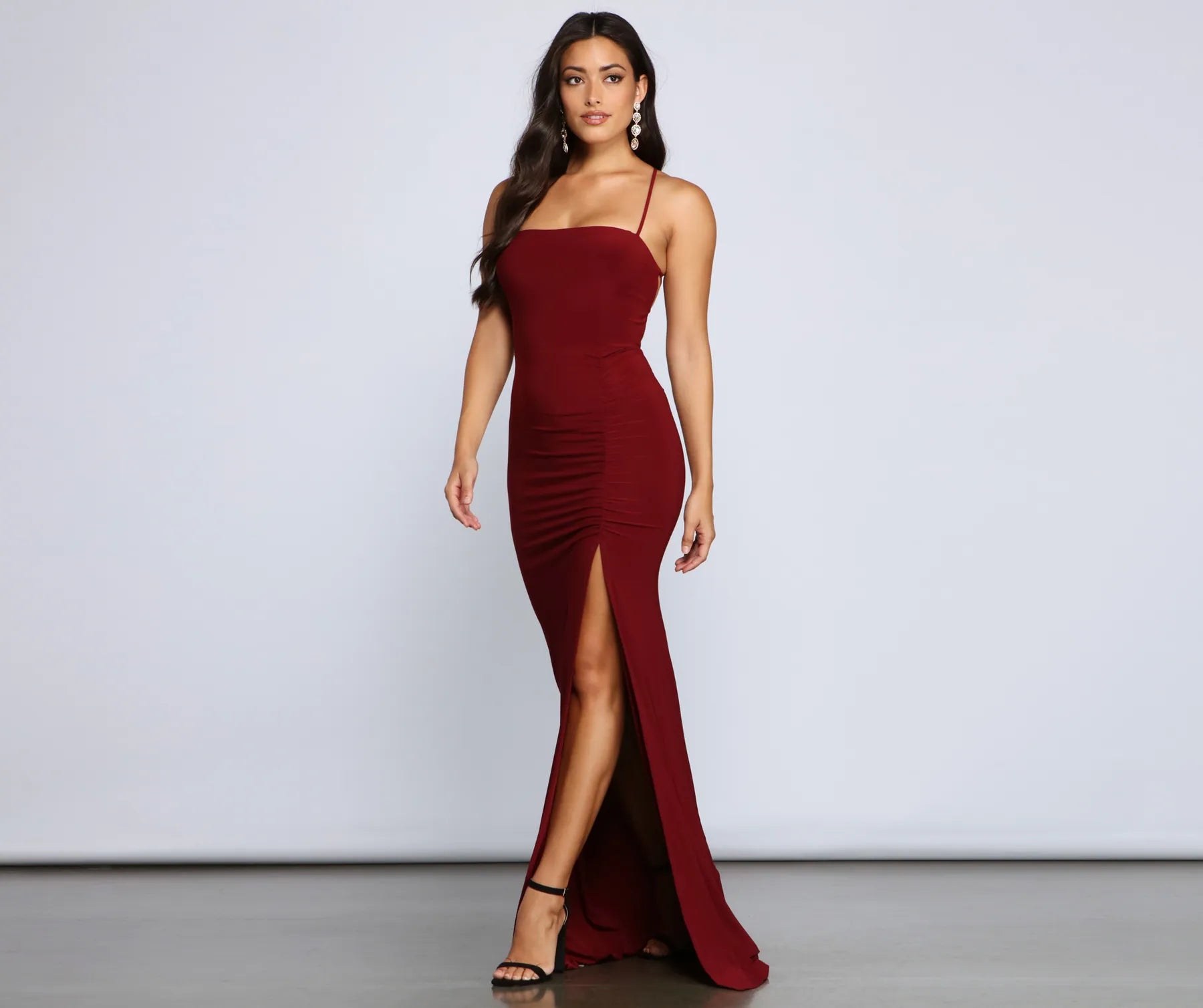 Ball Gown Women Dress with a Full Skirt for a Princess - like LookGia Lace-Up Formal High-Slit Dress Ball Gown Women Dress with a Full Skirt for a Princess - like LookGia Lace-Up Formal High-Slit Dress