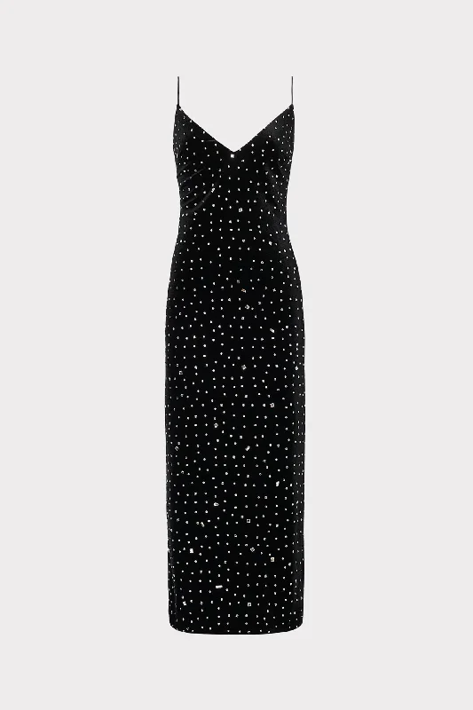 Halter Neck Women Dress to Show Off the Shoulders and NecklineIvy Velvet Crystal Embellished Slip Dress Halter Neck Women Dress to Show Off the Shoulders and NecklineIvy Velvet Crystal Embellished Slip Dress