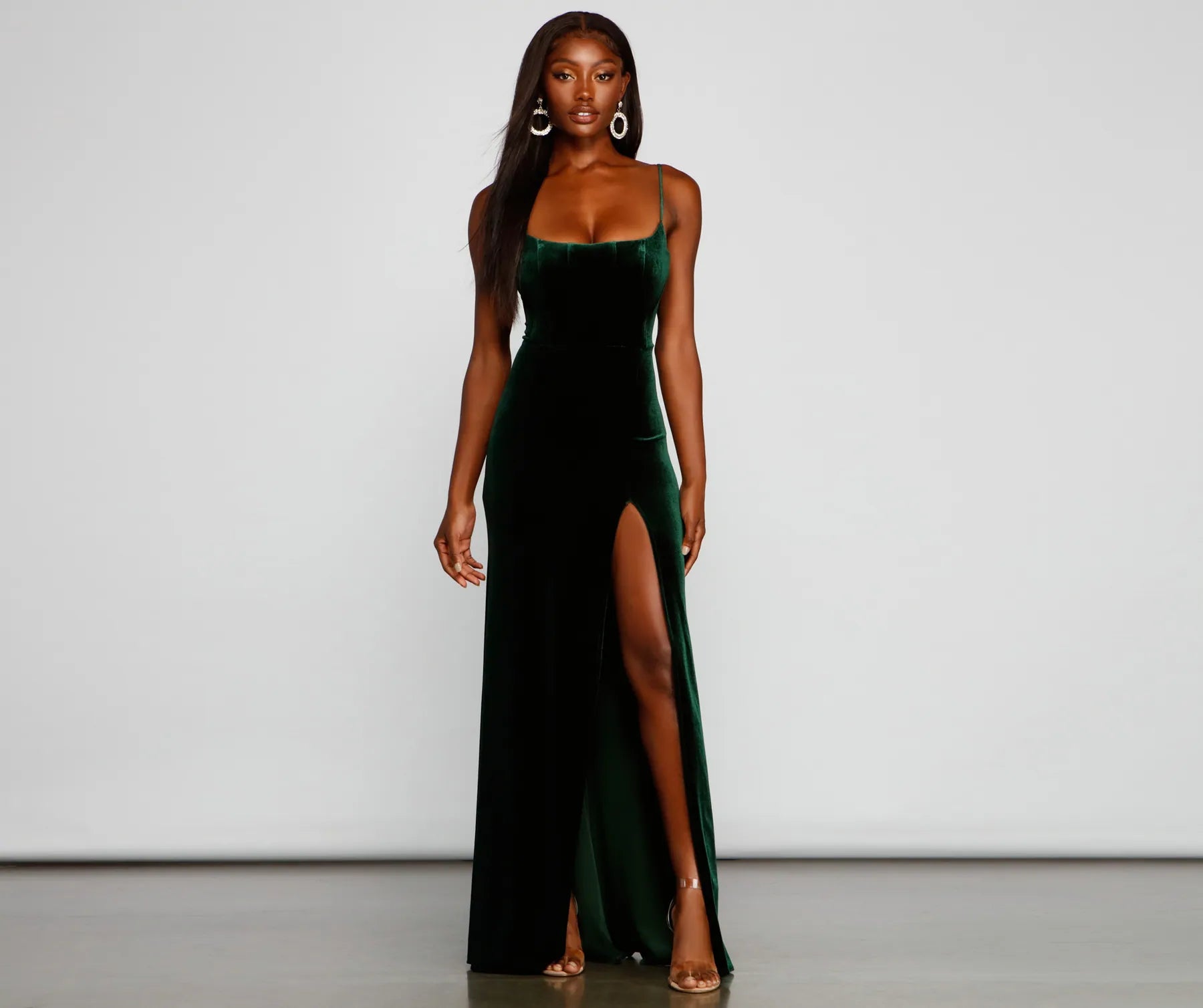 Liv Formal High Slit Velvet Dress