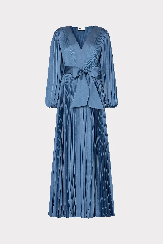 Pleated Women Dress with a Timeless and Elegant TextureNadie Pleated Satin Maxi Dress Pleated Women Dress with a Timeless and Elegant TextureNadie Pleated Satin Maxi Dress