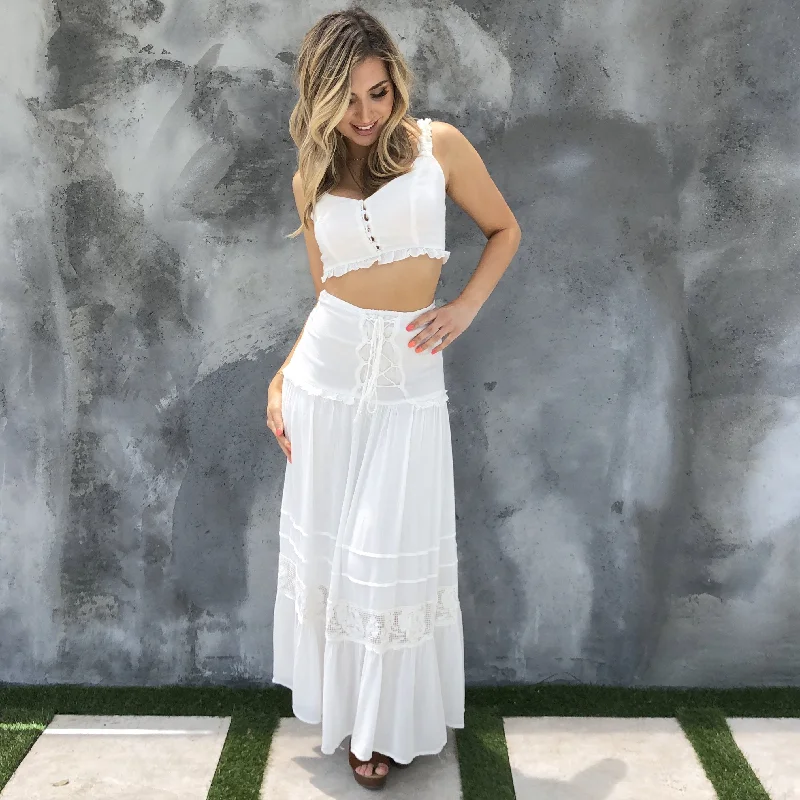 Pure Passion Ivory Crochet Maxi Set