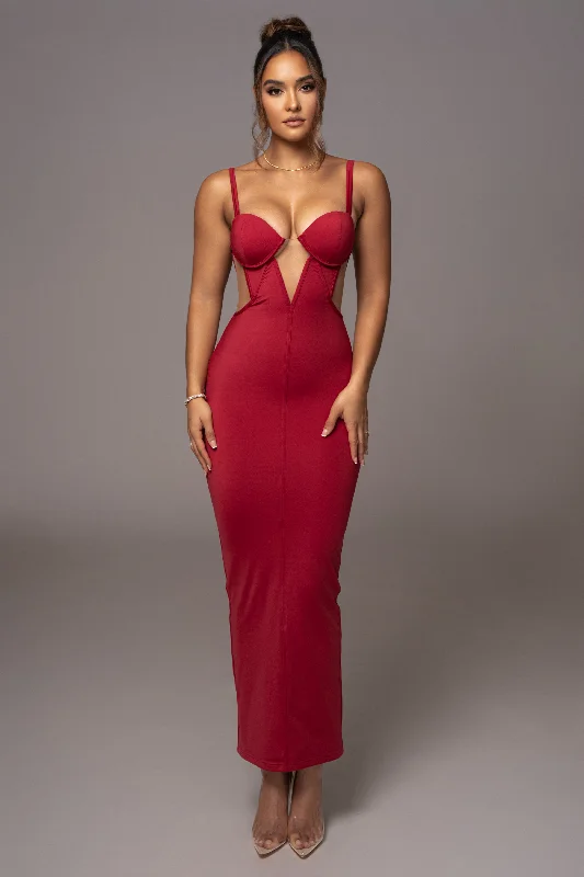 Red Enchantment Bustier Maxi Dress