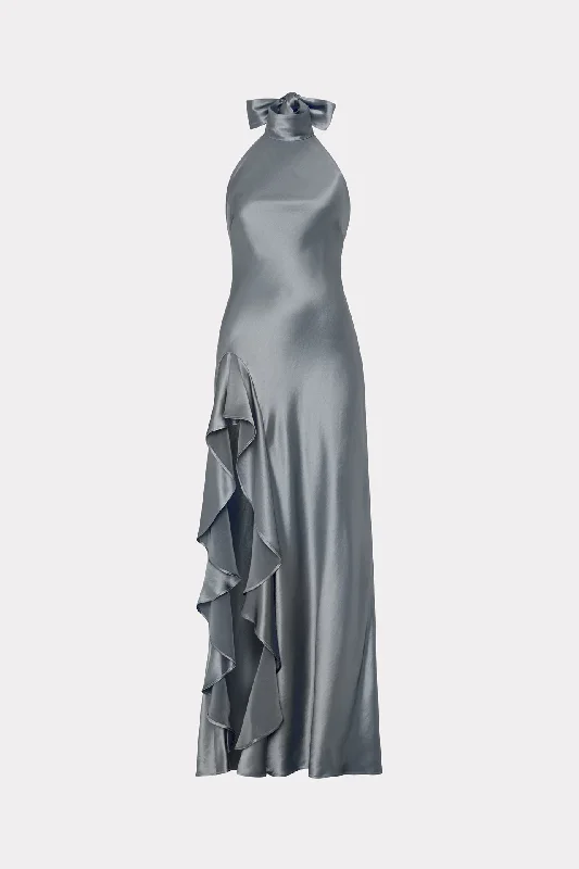 Off - the - Shoulder Women Dress for a Romantic and Feminine LookRoux Hammered Satin Gown Off - the - Shoulder Women Dress for a Romantic and Feminine LookRoux Hammered Satin Gown