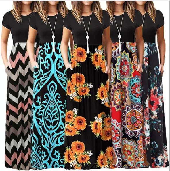 Off - the - Shoulder Women Dress for a Romantic and Feminine LookShort-sleeved Printed Other Long Skirt Color Dress Off - the - Shoulder Women Dress for a Romantic and Feminine LookShort-sleeved Printed Other Long Skirt Color Dress