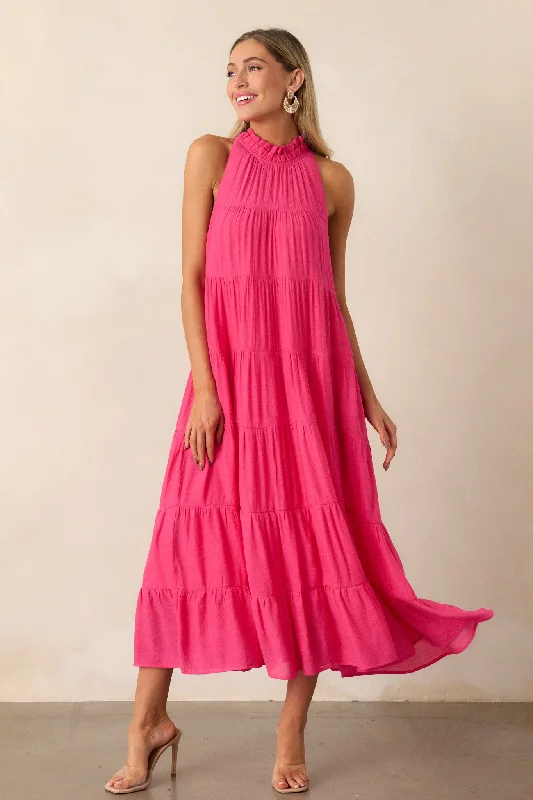Halter Neck Women Dress to Show Off the Shoulders and NecklineTake Me Dancing Hot Pink Maxi Dress Halter Neck Women Dress to Show Off the Shoulders and NecklineTake Me Dancing Hot Pink Maxi Dress