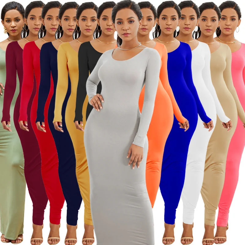 Women's Sexy Long Polyester Spandex Dress Fashion Sleeve Vest