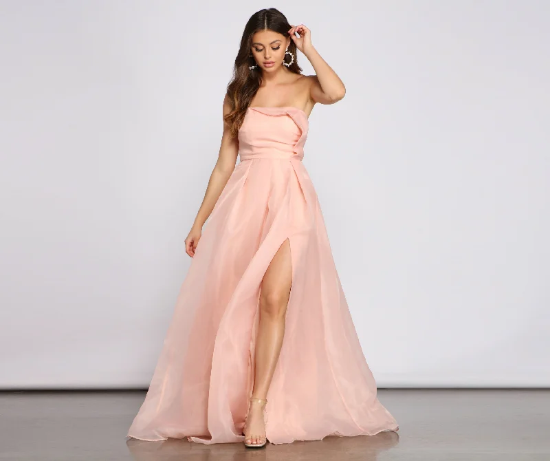 Halter Neck Women Dress to Show Off the Shoulders and NecklineZora Formal Strapless A-Line Dress