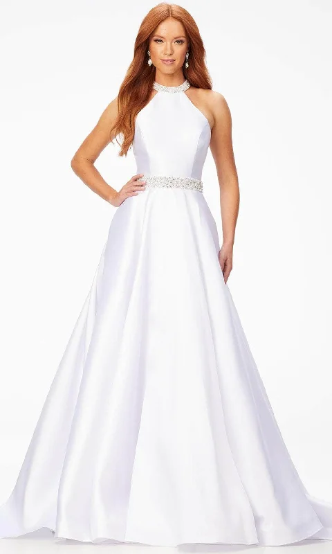 Printed Abstract Women Dress for a Modern and Artistic AppealAshley Lauren 11230 - Halter Neck Wedding Gown Printed Abstract Women Dress for a Modern and Artistic AppealAshley Lauren 11230 - Halter Neck Wedding Gown