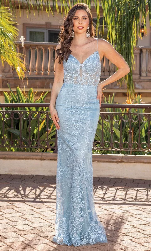 Strapless Women Dress with a Built - in Bra for Comfort and SupportDancing Queen 4357 - Deep V-Neck Embroidered Prom Gown Strapless Women Dress with a Built - in Bra for Comfort and SupportDancing Queen 4357 - Deep V-Neck Embroidered Prom Gown