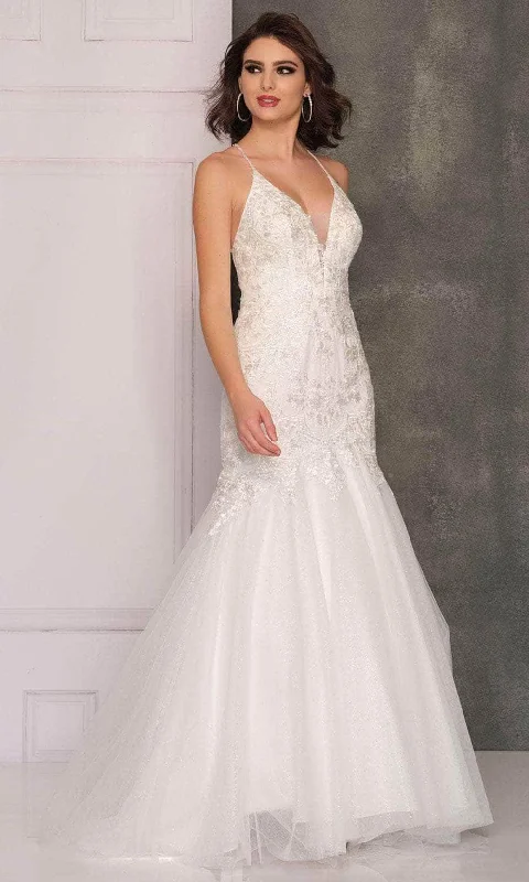Lace - Embellished Women Dress for an Elegant and Sophisticated AppearanceDave & Johnny Bridal A10495 - Haltered Straps Bridal Gown Lace - Embellished Women Dress for an Elegant and Sophisticated AppearanceDave & Johnny Bridal A10495 - Haltered Straps Bridal Gown