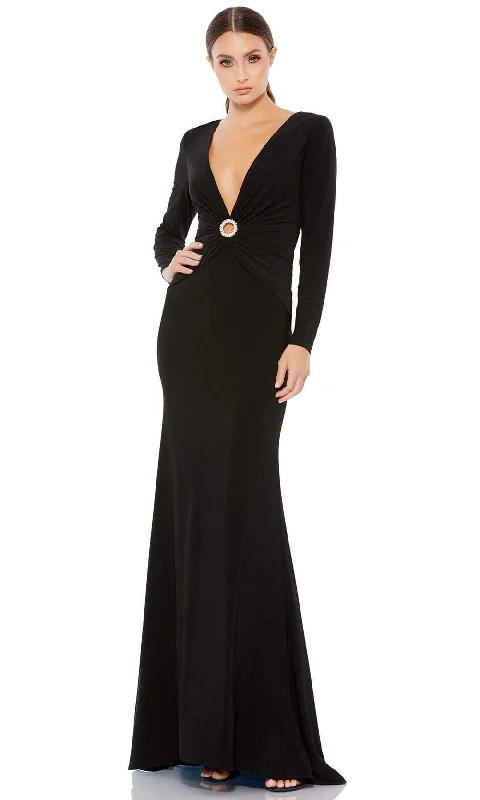 Strapless Women Dress with a Built - in Bra for Comfort and SupportIeena Duggal - 26514 Long Sleeve Fitted Gown With Plunging Neckline Strapless Women Dress with a Built - in Bra for Comfort and SupportIeena Duggal - 26514 Long Sleeve Fitted Gown With Plunging Neckline