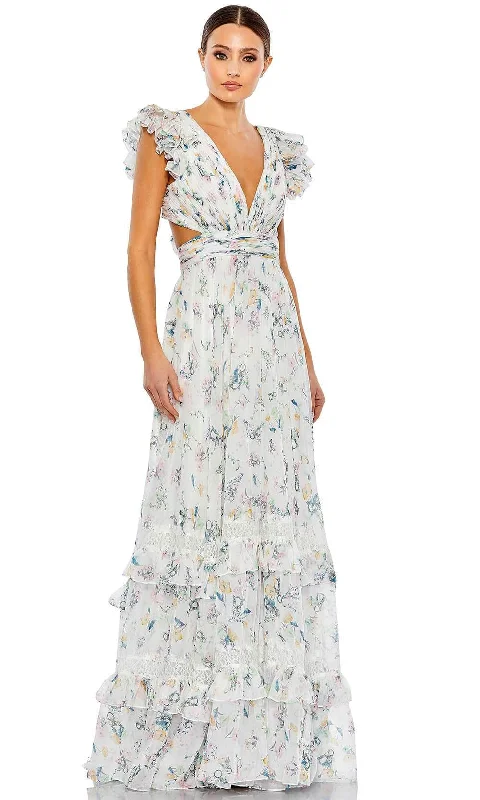 Mermaid - Style Women Dress with a Fitted Silhouette for Special OccasionsIeena Duggal 68077 - Ruffled Sleeveless Deep V-neck Long Dress Mermaid - Style Women Dress with a Fitted Silhouette for Special OccasionsIeena Duggal 68077 - Ruffled Sleeveless Deep V-neck Long Dress
