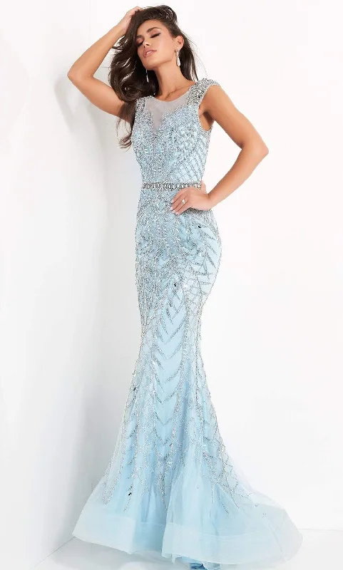 Sheath Women Dress with a Tailored Fit for a Professional LookJovani - 02336 Embellished Scoop Neck Trumpet Dress Sheath Women Dress with a Tailored Fit for a Professional LookJovani - 02336 Embellished Scoop Neck Trumpet Dress