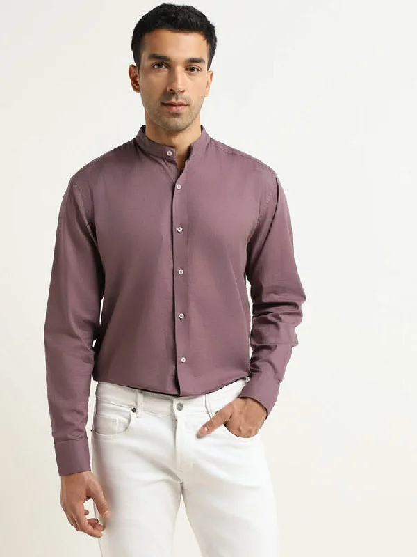 Tie - Waist Women Shorts for a Customizable FitAscot Purple Plain Cotton Relaxed Fit Shirt Tie - Waist Women Shorts for a Customizable FitAscot Purple Plain Cotton Relaxed Fit Shirt