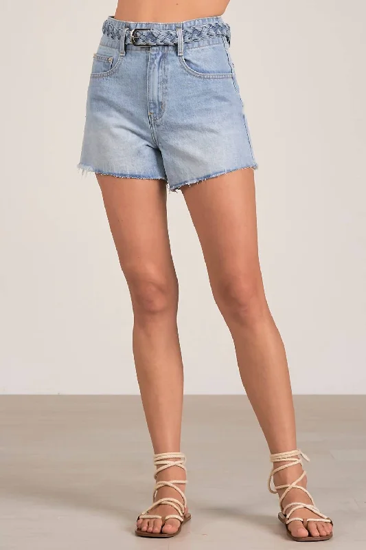 Printed Animal Print Women Shorts for a Wild and Stylish AppearanceBraided Belt Denim Short In Blue Printed Animal Print Women Shorts for a Wild and Stylish AppearanceBraided Belt Denim Short In Blue