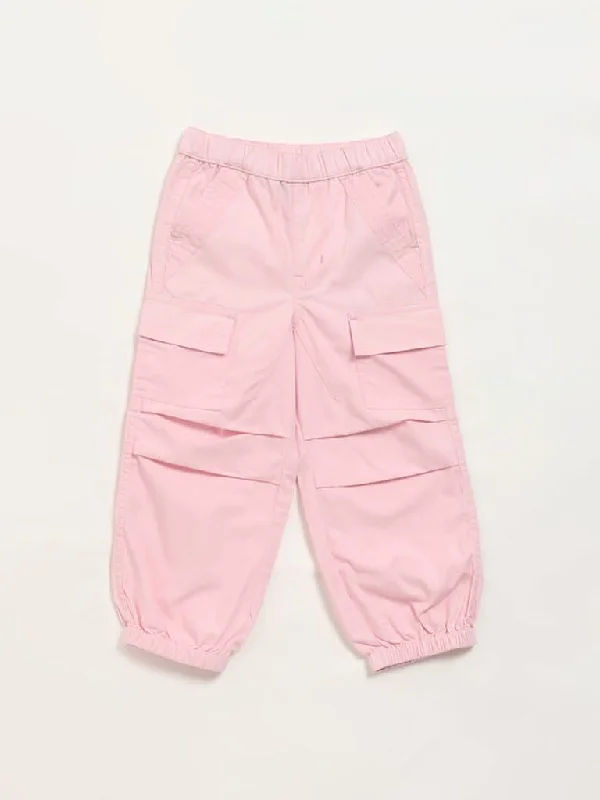 Embroidered Women Shorts with Intricate DesignsHOP Kids Plain Pink Cargo Joggers