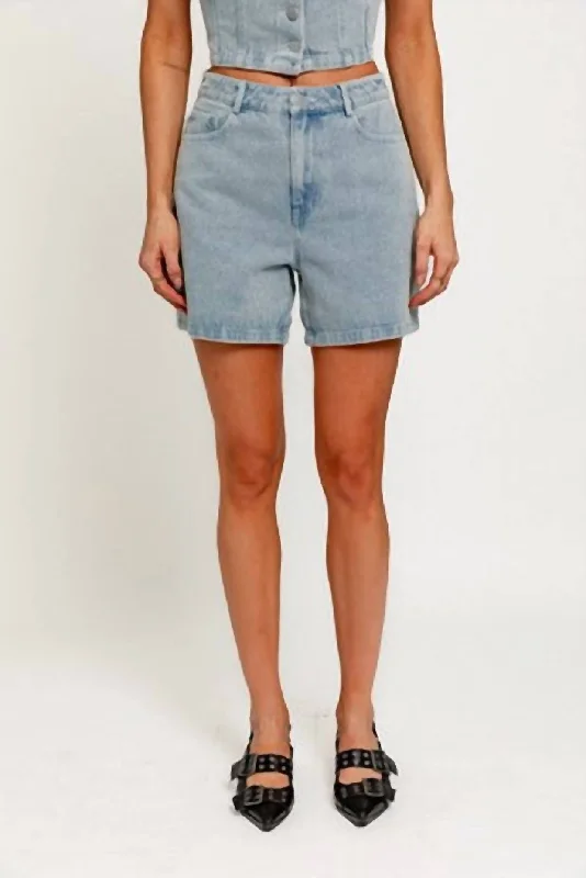 Cuffed Women Shorts for a Laid - Back and Trendy LookMid Length Denim Shorts In Light Wash Cuffed Women Shorts for a Laid - Back and Trendy LookMid Length Denim Shorts In Light Wash