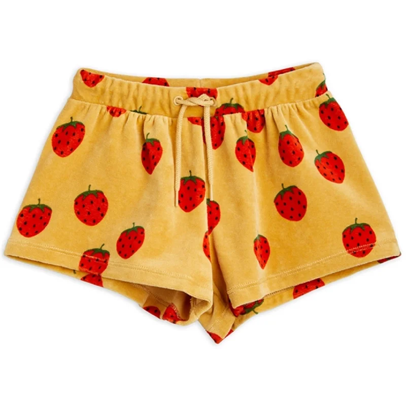 Elastic Waist Women Shorts for Easy Wear and ComfortMini Rodini Beige Strawberries Velour Aop Shorts Elastic Waist Women Shorts for Easy Wear and ComfortMini Rodini Beige Strawberries Velour Aop Shorts