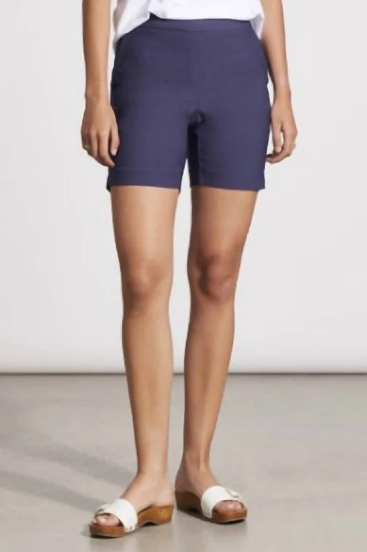 Tie - Waist Women Shorts for a Customizable FitPull On Short With Back Pockets In Jet Blue Tie - Waist Women Shorts for a Customizable FitPull On Short With Back Pockets In Jet Blue