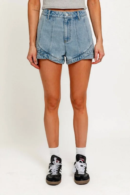 Printed Animal Print Women Shorts for a Wild and Stylish AppearanceSeam Detail Denim Short In Blue Printed Animal Print Women Shorts for a Wild and Stylish AppearanceSeam Detail Denim Short In Blue