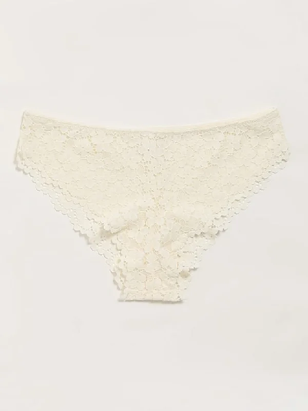 Superstar Off-White Lace Brazilian Brief