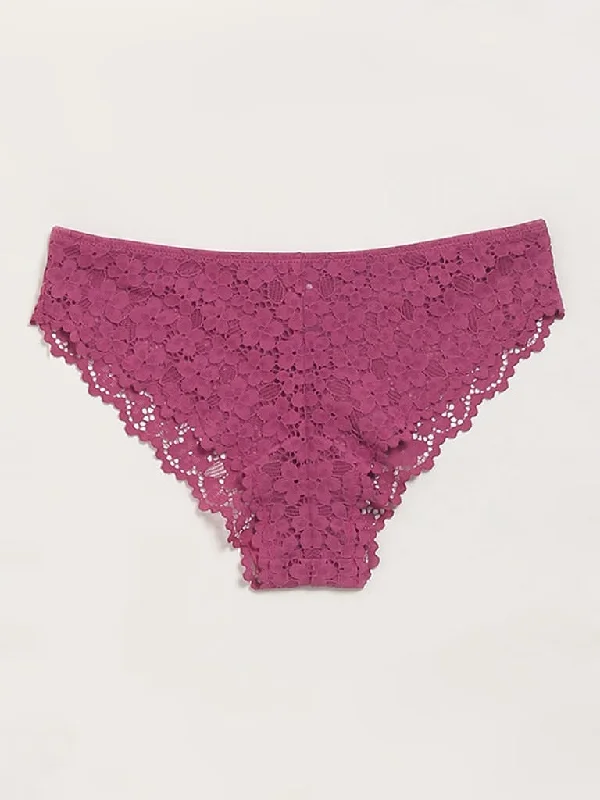 Superstar Pink Lace Brazilian Brief