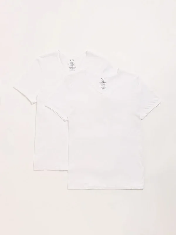 Cuffed Women Shorts for a Laid - Back and Trendy LookWES Lounge White Cotton Vests - Pack of 2 Cuffed Women Shorts for a Laid - Back and Trendy LookWES Lounge White Cotton Vests - Pack of 2