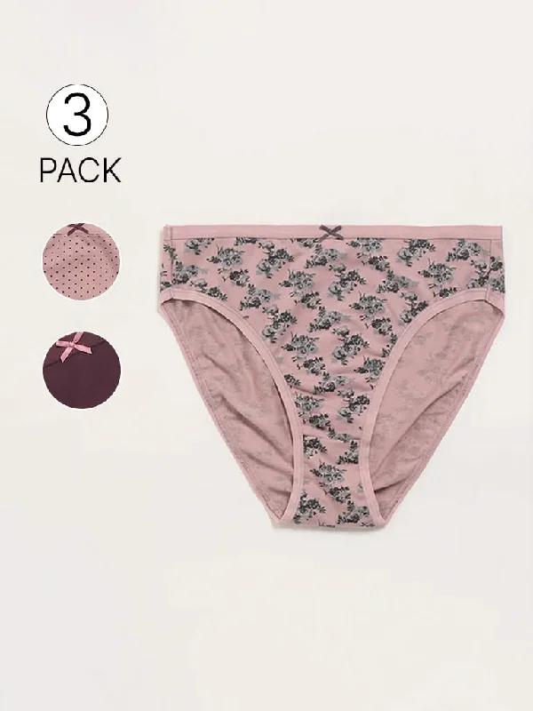 Plus Size Women Shorts with a Comfortable and Stylish FitWunderlove Multicolor Cotton Blend Hi-Leg Briefs - Pack of 3 Plus Size Women Shorts with a Comfortable and Stylish FitWunderlove Multicolor Cotton Blend Hi-Leg Briefs - Pack of 3