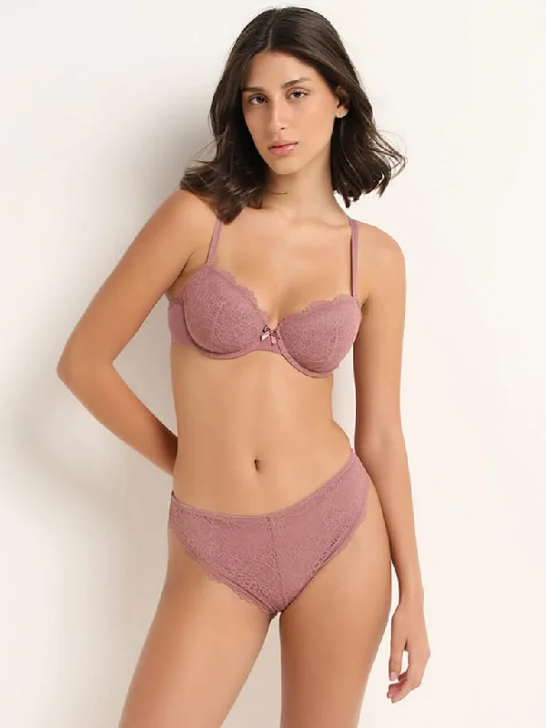 Wunderlove Pink Laced Brazilian Brief