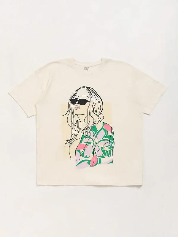 Bermuda Women Shorts for a Classic and Sophisticated LookY&F Kids Cream Printed T-Shirt Bermuda Women Shorts for a Classic and Sophisticated LookY&F Kids Cream Printed T-Shirt