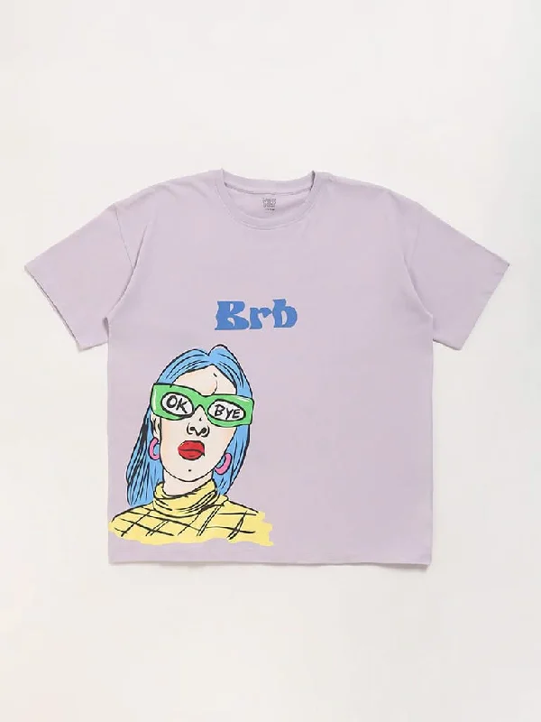 Leather Look Women Shorts for an Edgy and Chic StyleY&F Kids Lavender Printed T-Shirt Leather Look Women Shorts for an Edgy and Chic StyleY&F Kids Lavender Printed T-Shirt