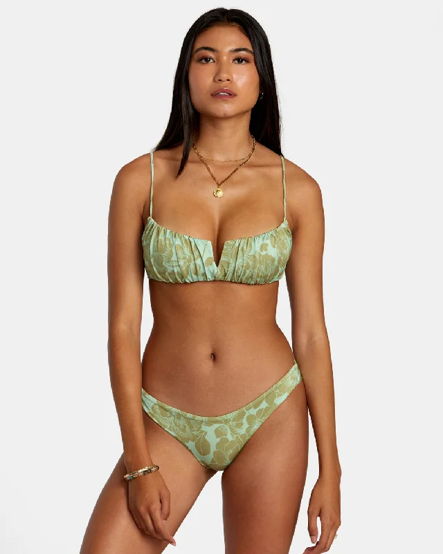 Fine Lines Shirred Bra Bikini Top - Seafoam