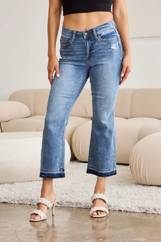 Judy Blue Release Hem Cropped Bootcut Jeans